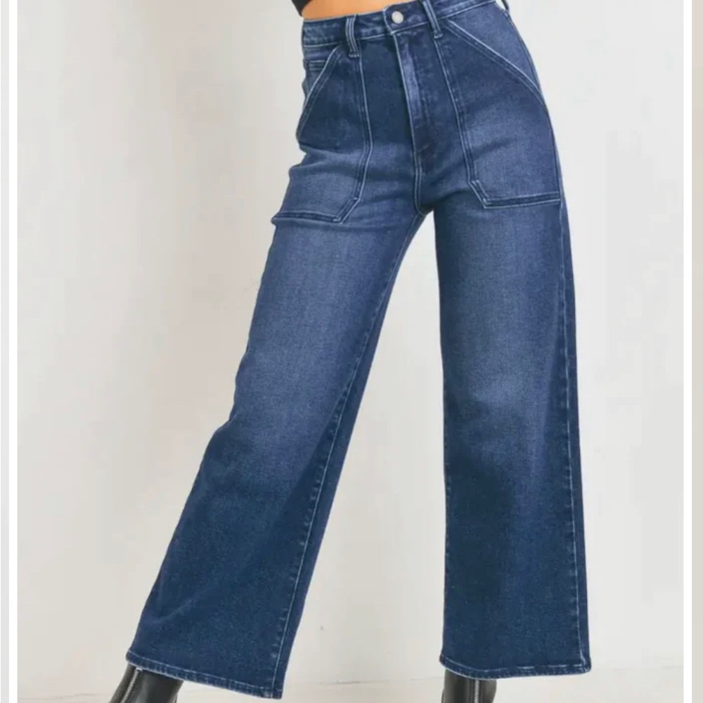 Just black denim utility style pant